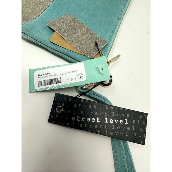 NEW with Tags Street Level Mirabella Metallic Sueded and Leather Wristlet Clutch - Picture 8 of 14